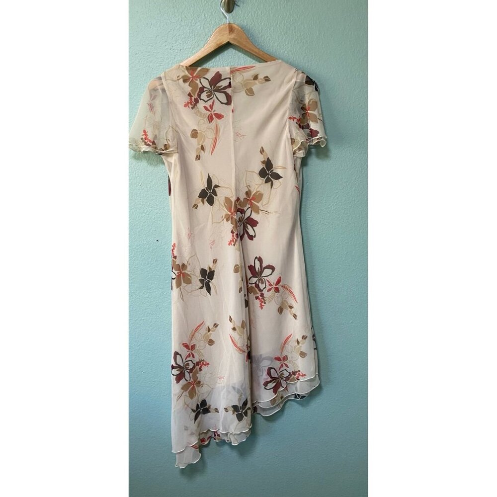 Y2K‎ Inspired FLP Women's Cream Floral Midi Flutter Sleeve Dress Size 16 - Picture 2 of 11